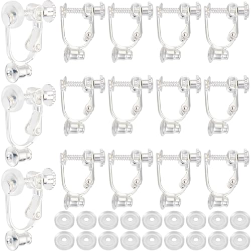 SOFPLATE 1 Box 24 Stück Ohrring Konverter Silber Clip On Ohrringe Konverter Messing Schmerzlose Nicht Durchstochene Ohrring Clips Mit Pads Schraubverschluss Clip On Ohrring Beschläge Für Schmuckherste von SOFPLATE