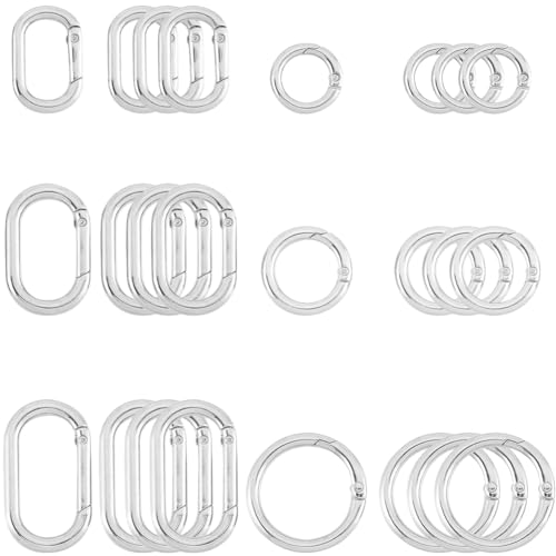 SOFPLATE 1 Box 24 Stück Ovaler Schlüsselanhängerring Runde O Ringe Mit Feder Silberlegierung Klein Glatt Offen Karabinerhaken Schnalle Kreisförmige O Ringe Zur Schmuckherstellung Taschen Geldbörsen Sc von SOFPLATE