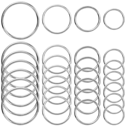 SOFPLATE 1 Box 40 Stück 15mm 20mm 25mm 30mm Metall O Ringe Glättend Geschweißt Runde Schlüsselringschlaufe Mehrzweck O Ring Dichtungen Aus Legierung Zubehör Für Hardware Taschen Hundeleinen DIY Oh von SOFPLATE