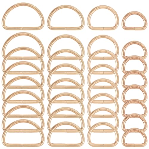 SOFPLATE 1 Box 40 Stück 4 Größen Ersatz D Ring Schnalle Für Geldbeutelgurte Goldfarben Robuste Halbrunde D Förmige Schnallen Clip Verschluss Für Gurtband Gürtelbeschläge Taschen Hundeleinen Schmuck DI von SOFPLATE