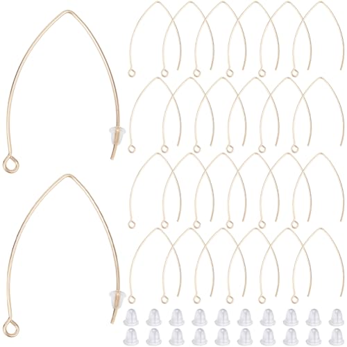 SOFPLATE 1 Box 40 Stück Lange OhrringhakenGoldene Ohrring BeschlägeMarquise Ohrringdrähte In V Form Mit Ohrmuttern Und ÖsenlochBaumelnde Ohrhaken Aus Edelstahl Für Die SchmuckherstellungZubehör Zum Se von SOFPLATE