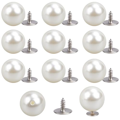 SOFPLATE 1 Box 60 Sets Instant Button Pearl Brosche Pins Bulk 13,5 mm abnehmbare wiederverwendbare feste Nadel dekorative weiße Perlen verstellbarer Pullover keine Nähen Knöpfe für Kleidung, Bluse, von SOFPLATE