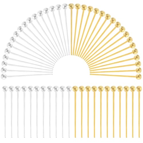 SOFPLATE 1 Box 600 Stück 20mm Kleine Kugelkopfstifte Schmuckkopfstifte Gold Silber Lange Kopfstifte Messingnadeln Kopfstift Beschläge Zur Schmuckherstellung Zubehör DIY Baumelnde Ohrringe Basteln Fra von SOFPLATE