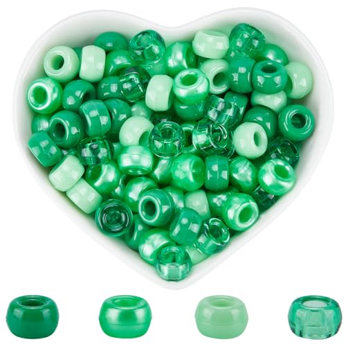 SOFPLATE 1 Box 800 Stück 4 Stile 9mm Pony Grüne Perlen Kandi Perlen Bulk Hell Dunkelgrün Transparent Klar Rund Frühling St. Undurchsichtige Perlen Zum Patrick'S Day Für Die Schmuckherstellung Zum Flec von SOFPLATE