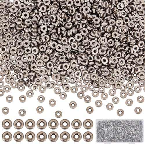 SOFPLATE 1 Box Mit 1500 Heishi Abstandsperlen 6mm Flache Runde Kunststoffperlen Lose Metallfarbene Scheibenperlen Charms 2mm Loch Schiebestopperperle Zur Schmuckherstellung Perlenarmbänder Ohrringe A von SOFPLATE