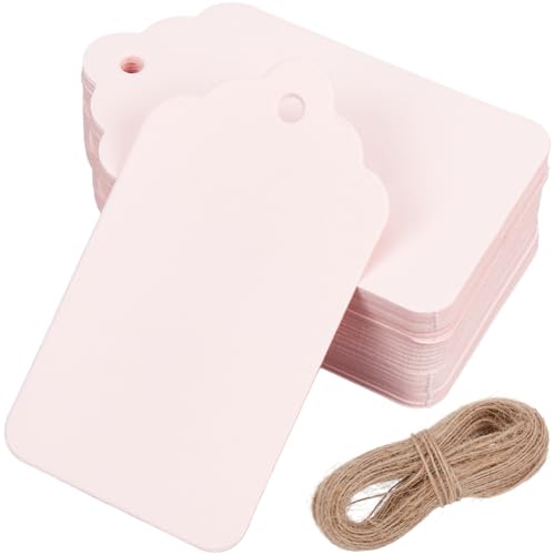 SOFPLATE 1 Box Mit 200 rosa Geschenkanhängern Blanko Hängeetiketten Blanko Anhänger Mit Schnur Doppelseitig Erhältlich Feiertags Etiketten Aus Hochwertigem Papier Preisanhänger Zum Aufhängen Für Heimw von SOFPLATE