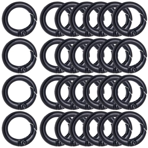 SOFPLATE 1 Box Mit 30 schwarzen Feder O Ringen 20mm Rund Karabinerhaken Metall Schlüsselring Clips Zinklegierung O Ring Schnallen Für Selbstgemachte Schlüsselanhänger Geldbörsen Handtaschen Hundelein von SOFPLATE