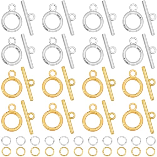 SOFPLATE 1 Box Mit 60 Sets Knebelverschluss Sets Für Schmuck. Knebelverschluss Verbindungsverschluss Aus Metalllegierung In Gold Und Silber. Große Stangen Und Ringverschlusshaken. OT Verschluss Mit Ri von SOFPLATE