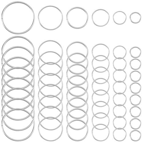 SOFPLATE 1 Box Mit 60 Stück 15mm 20mm 26mm 32mm 38mm 50mm O Ring Schnallen Mehrzweck O Ringe Aus Silber Runde Schlüsselanhänger Zubehörringe Aus Metall Für Hardware Taschen Hundeleinen Bastelproj von SOFPLATE