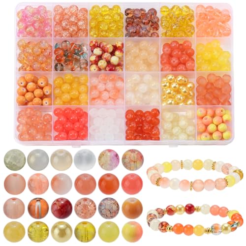 SOFPLATE 1 Box Mit 600 Stück 24 Farben 8mm Gelbe Glasperlen Große Mengen Thanksgiving Perlen Orangefarbene Kunstperlen Ziehbank Backen Bemalte Runde Herbst Acrylperlen Für Die Schmuckherstellung Armb von SOFPLATE