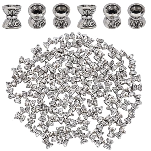 SOFPLATE 1 Box mit 200 Stück Doppelperlenkappen, kleine Kegel, Silberlegierung, Doppelkegel, tibetisch, strukturierte Perlenkappen, Stopper, doppelseitige Abstandshalter, Perlen für von SOFPLATE