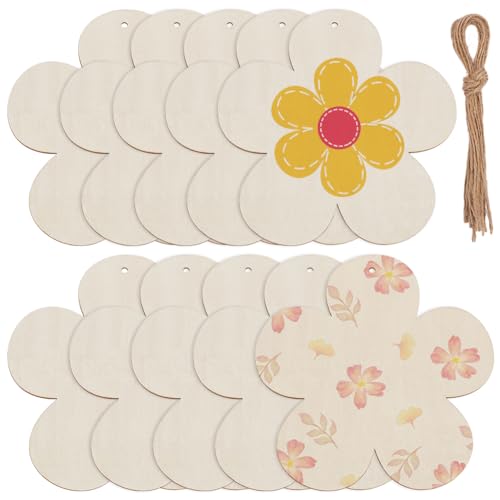 SOFPLATE 10 Stück 13 cm große Holzblumen-Ornamente, große Frühlings-Holzausschnitte, unlackierte Holzblumen-Rohlinge, Scheiben, Holzhandwerk zum Bemalen für Heimwerker, Basteln, Zuhause, zum von SOFPLATE