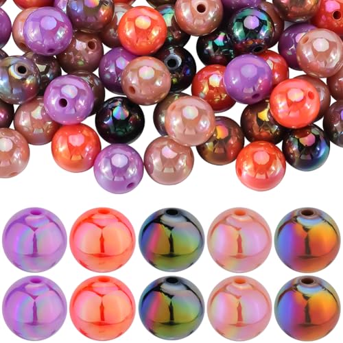 SOFPLATE 100 Stück 5 Farben 16mm Acrylperlen Große Menge Halloween Themenperlen ab Farbe Undurchsichtig Runde Perlenstifte Kaugummi Brockenperle Zur Schmuckherstellung Perlenzubehör DIY Ohrringe Armbä von SOFPLATE