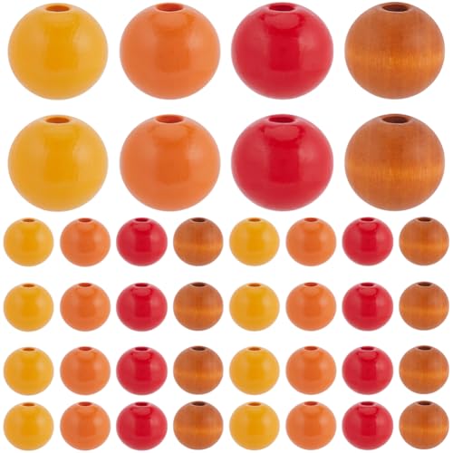 SOFPLATE 120 Stück Thanksgiving Holzperlen Herbst Holzperle 16mm Herbsternte Rot Gelb Orange Basteln Runde Abstandshalter Lose Perlen Für Armbänder Perlen Bauernhaus Girlande Heimparty Dekoration Sch von SOFPLATE