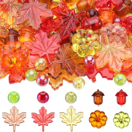 SOFPLATE 130 Stück Thanksgiving Vasenfüller Herbst Vasenfüller Dekor Acryl Kürbisse Blätter Cabochons Eichelperlen Herbsternte Dekorationen Für Zuhause Tisch Akzente Urlaubsbedarf Zubehör von SOFPLATE