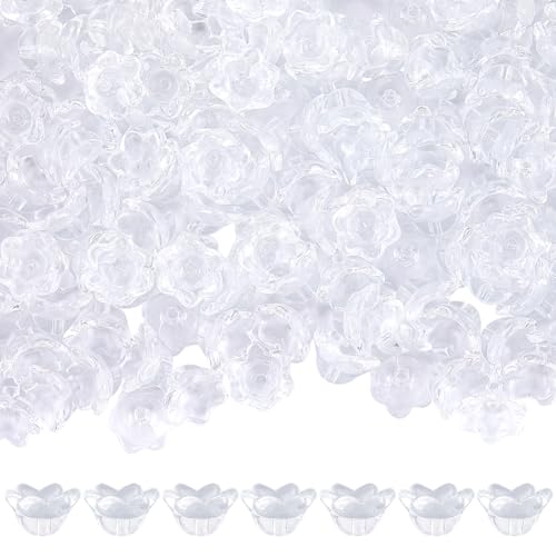 SOFPLATE 200 Stück Blumen-Perlenkappen, niedlich, transparent, Glockenblumen, Multi-Petal, Trompete, Blumen, lose Charme, Windspiele, Abstandshalter, Perlen für Schmuckherstellung, Zubehör, DIY, von SOFPLATE