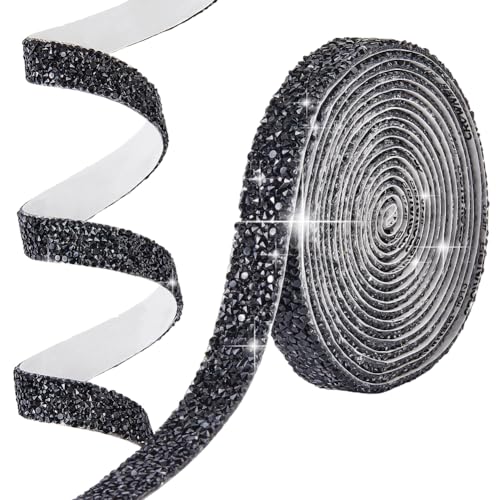 SOFPLATE 3 Yards Strass Band Schwarze Kristall Strass Bandstreifen Gürtel Dekorative Bling Edelstein Aufkleberrolle Diamantbesatz Für Kunsthandwerk Schuhe Kleidung Hochzeit Geburtstag Weihnachtsfeier von SOFPLATE