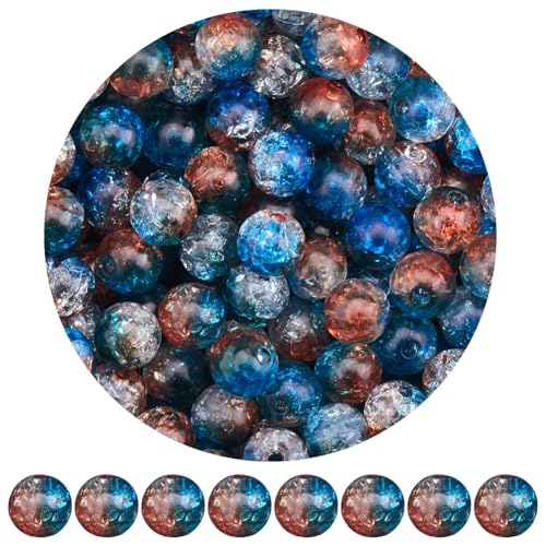 SOFPLATE 300 Stück Blaue Crackle Perlen 8mm Kristallperle Acryl Rund Transparent Crackle Lose Perle Kleine Glatte Kugel Kristall Abstandshalterperlen Für Die Schmuckherstellung Armbänder Halsketten O von SOFPLATE