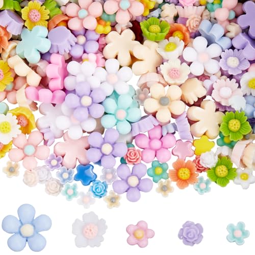 SOFPLATE 300 Stück Blumen Cabochons Mit Flacher Rückseite Kunstharz Blumen Anhänger Bunt Klein Mini Blickdicht Floral 3D Flache Rückseite Süße Cabochons Für DIY Nägel Haarspange Handyhülle Scrapbookin von SOFPLATE