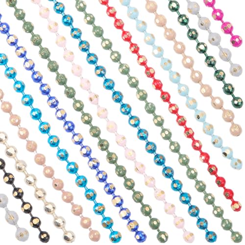 SOFPLATE 32 Yard/96 Fuß 16 Farben Gold Kugelketten Bemalte Perlenkette Kleine 1.5mm Messingperlen Bunte Spray Pull Tag Facettierte Verlängerungsketten Verbinder Für Schmuckherstellung Armbänder DIY Ha von SOFPLATE