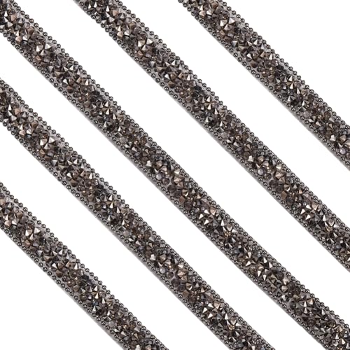 SOFPLATE 5 Yards Schwarze Strass Aufkleberrolle Selbstklebendes Kristallband Glitzernde Edelstein Diamantstreifen Zierharz Strassband Zum Basteln Kunst Hochzeit DIY Party Kleidung Auto Telefondekorati von SOFPLATE