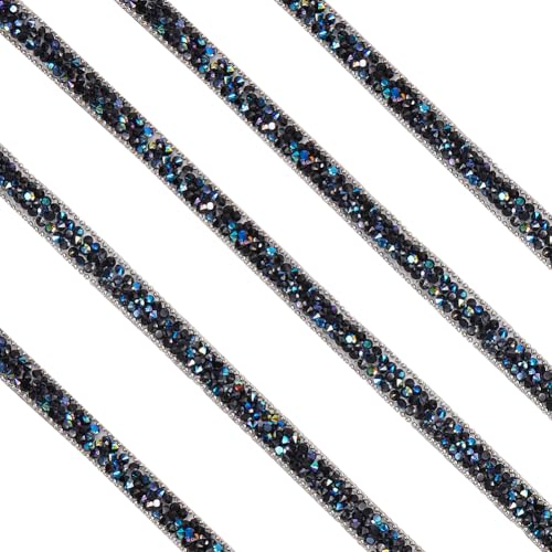 SOFPLATE 5 Yards Schwarze Strassbandrolle Selbstklebendes Kristallband In ab Farbe Glitzernde Edelstein Diamantstreifen Zierharz Strassaufkleber Zum Basteln Kunst Hochzeit DIY Party Kleidung Auto Tele von SOFPLATE