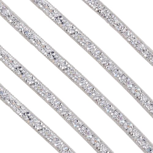 SOFPLATE 5 Yards Selbstklebende ab Kristall Strassstreifen Kunstharz Strassbänder Diamant Bling Kristallband Aufkleber Glitzernde Bling Bänder Auf Rolle Zum Dekorieren von DIY Kunsthandwerk Stoff Schu von SOFPLATE