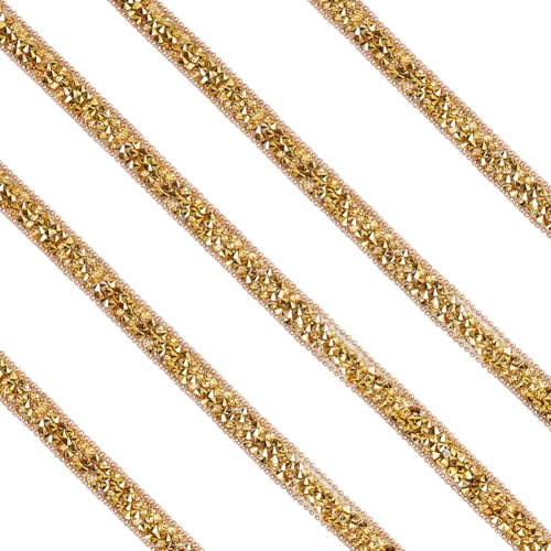 SOFPLATE 5 Yards Strassbandbesatz Goldenes Diamantband Glitzernde Selbstklebende Kristallstreifen Aufkleber Kunstharz Strasssteine Edelsteinrolle Für Hochzeit Geburtstag Weihnachtsfeier Kunsthandwerk von SOFPLATE