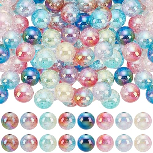 SOFPLATE 50 Stück 16mm Acrylperlen Transparente Crackle Perlen Dicke Runde Bubblegum Perlen UV Regenbogen ab Farbperle Zur Schmuckherstellung Perlenzubehör DIY Ohrringe Armbänder Halsketten Basteln von SOFPLATE