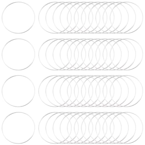 SOFPLATE 50 Stück 50mm Runde Perlenringe Zum Herstellen von Ohrringen Mit Perlen Silberne Ohrstecker Aus Messing Hohler Rahmen Kreisringe Zum Herstellen von DIY Schmuck Ohrringe Großpackung Schlüssela von SOFPLATE