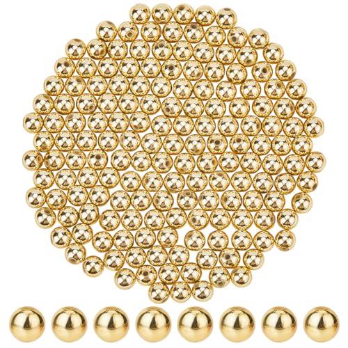 SOFPLATE 500 Stück Kunststoff-Perlen, 8 mm, runde Abstandshalter, Mini-Gold-ABS-Imitations-Perlen, Abstandshalter, lose Kugelperlen für Armbänder, Perlen, Halsketten, Ohrringe, Schmuck, DIY, Basteln, von SOFPLATE