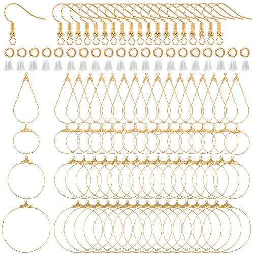 SOFPLATE 520 Stück Goldene Ohrringe Perlen Creolen Creolen Beschläge Messing Kreisförmig Rund Goldene Perlen Creolen Ohrmuttern Beschläge In Großpackung Für Die Schmuckherstellung Für Frauen DIY Zubeh von SOFPLATE