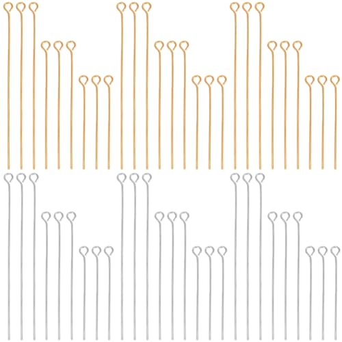 SOFPLATE 600 Stück 30mm 40mm 50mm Lange Ösenstifte Massenschmuckherstellung Ösenstifte Silber 21 Gauge Goldenes Silber Messing Gerade Lange Stifte Fundstücke Für DIY Ohrringe Armbänder Bastelbedarf Zu von SOFPLATE