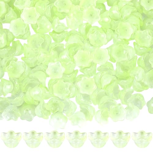 SOFPLATE Glasglocken, Blumenperlen, Kappen, grüne Blumen, niedlich, Multi-Petal, Trompete, Blumen-Charm, Windspiele, Abstandshalter, Perlen für Schmuckherstellung, Zubehör, DIY, Halsketten, Ohrringe, von SOFPLATE