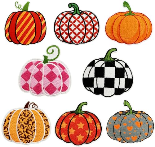 Ästhetische Halloween-Kürbis-Flicken zum Aufnähen, Aufnähen, für Rucksäcke, Kleidung, Hut, Jeans, DIY-Zubehör, 8 Stück von SOFWFOS