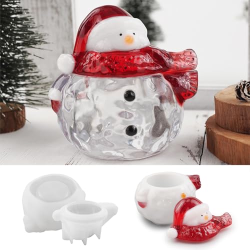 Weihnachtliche Harzformen, Weihnachts-Schneemann-Glas-Silikonformen, Epoxidharz, Weihnachts-Schneemann-Aufbewahrungsglas für Weihnachtsfeier, Heimdekoration von SOIDHSID