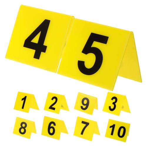 SOIMISS 2sets Nummernschild Beleuchtete Hausnummern Zweiseitige Tischnummern Nummernmarkierung Acrylschild Hochzeitsdeko Weinglas-identifikatoren Lebensmittel Sichere Marker Yellow 10pcs*2 von SOIMISS