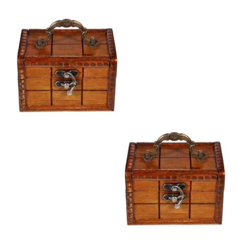 SOIMISS 2st Für Retro-schmuck Tisch-schmuckhalter Schmuck-organizer Mini-schatztruhe Kommoden-schmucketui Kleine Schatztruhe Schatzkiste Light Brown Hölzern von SOIMISS