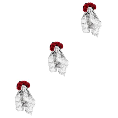 SOIMISS 3 Stück Rosenschleier Halloween Kopfschmuck Halloween Haarreifen Cosplay Stirnband Halloween Braut Stirnband Erwachsene Stirnbänder Erwachsene Halloween Stirnbänder Haarbänder Für von SOIMISS
