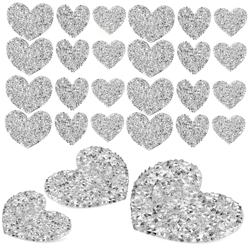 SOIMISS 30St slice silver Glitzernd agn versilbern gestickter Herzaufnäher Herz-Kleidungsapplikationen Patches reparieren Flecken Taschenaufnäher dekorative Patches Harz-Strasssteine von SOIMISS