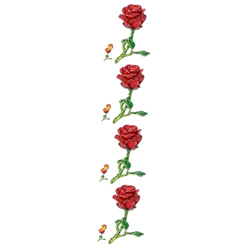 SOIMISS 4 Stück rose schmuckschatulle fleur künstlich Blumen Schmuck Rosenstrauß Dekorationen storage boxes aufbwahrungs-box armbinde Rosenfigurendekor Ringhalter aus Emaille Legierung rot von SOIMISS