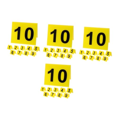 SOIMISS 4sets Nummernschild Tischnummern 1-10 Paar Spiele Beweisnummernmarkierungen Nummern-id-zelte Acrylschild Hochzeitsdeko Tafelmarker Aus Acryl Kompakter Beweismarker Yellow 10pcs*4 von SOIMISS