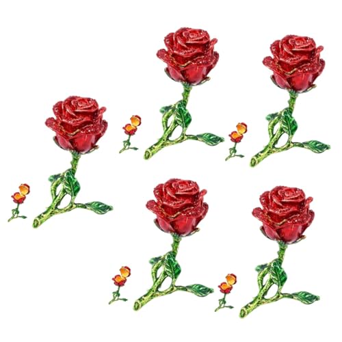 SOIMISS 5st Rose Schmuckschatulle Schatz Veranstalter Fleur Rosa Künstlich Hochzeit Ringelblume Hortensie Party Funkeln Blumen Schmuck Girlande Rosenstrauß Schmuckstück Rot Magnet von SOIMISS