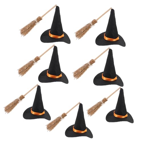 SOIMISS 7 Satz Mini-Hexenhut Halloween- Hexenhüte Tür Halloween-Weinflaschenhüte Miniatur Kostüm puppenkleidung Party Dekoration Besen kleine hexenhut Dekoration Hexenhut-Dekore Stoff von SOIMISS