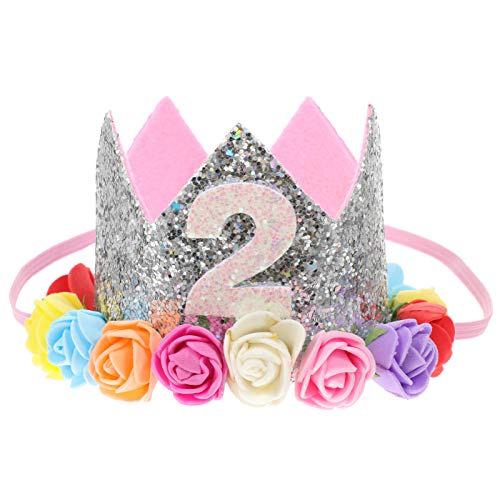 SOIMISS Baby Mädchen Zweiten Geburtstag Krone Hut Glitzer Baby Tiara Stirnbänder 2 Nummer Geburtstag Tiara Geburtstagsfeier Gunst Lieferungen von SOIMISS