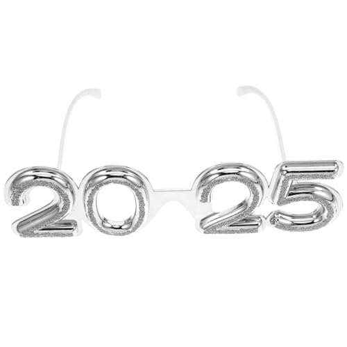 SOIMISS Brillen 2025 Party Sonnenbrille Tragbarer Kunststoffrahmen Party Galsses Dekoration Requisiten Für Frohes Neues Jahr Silber von SOIMISS