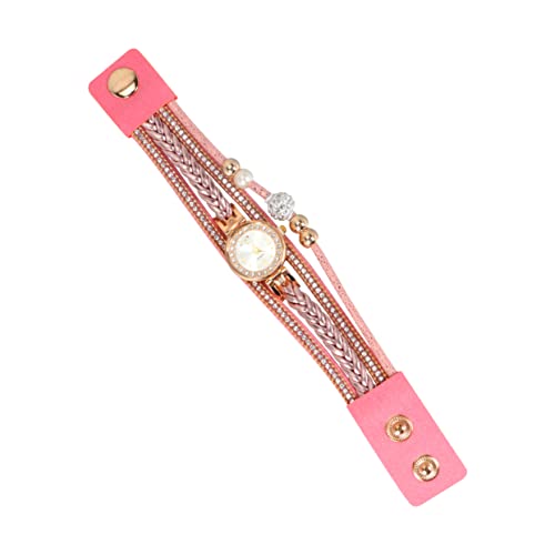 SOIMISS Frauen beobachten Quarzuhr Damenanzüge Charm-Armbänder für Damen Bettelarmband für Damen Strass-Armbänder damengeschenke damenarmbanduhren watch Handgelenkskette Strass Uhr Rosa von SOIMISS