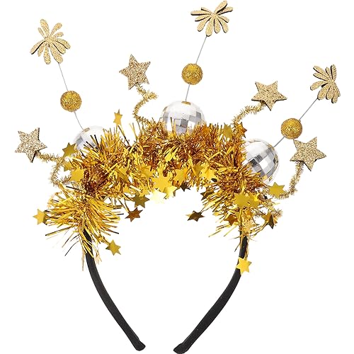 SOIMISS Happy New Year Haarreif Neujahr Silvester Stirnband Glitter Haarband mit Spielgelkugel Sterne Lametta Kopfschmuck Haarschmuck für 2024 Neujahr Abschlussfeier Party Deko Geschenk von SOIMISS