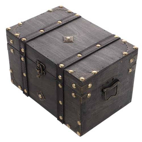 SOIMISS Kasten Schatztruhe Schmuckschatulle schmuckkästen schmuckkästchen schmuckkastchen Holzkiste mit Schloss handhaben Schlüssel Geschenkboxen aus Holz Stammspeicher hölzern Dark Grey von SOIMISS