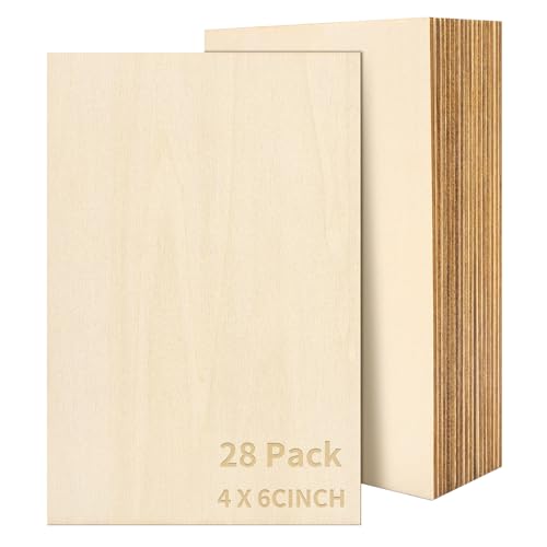 Balsaholzplatten – 10,2 x 15,2 x 0,6 cm dünne Holzplatten, unlackierte Bastelholzstücke für Heimwerker, Basteln, Planken, Architekturmodelle, Laserschneiden und Gravieren, 28 Stück von SOKOSEY